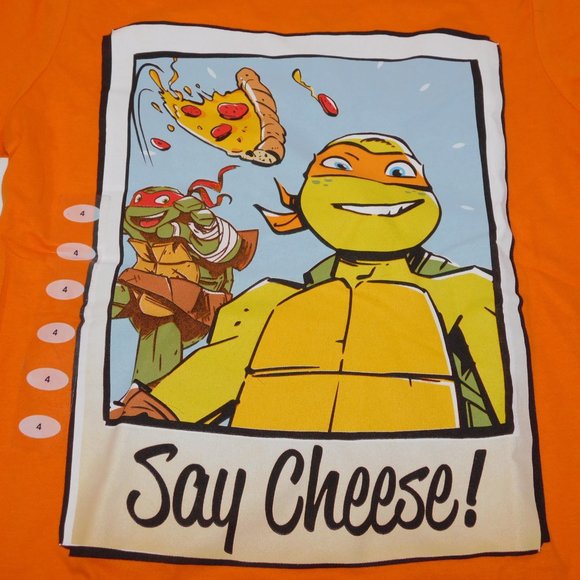 2016 TMNT Michelangelo and Raphael SAY CHEESE Pizza Boys 4 T Shirt New w/o Tag - Picture 2 of 5